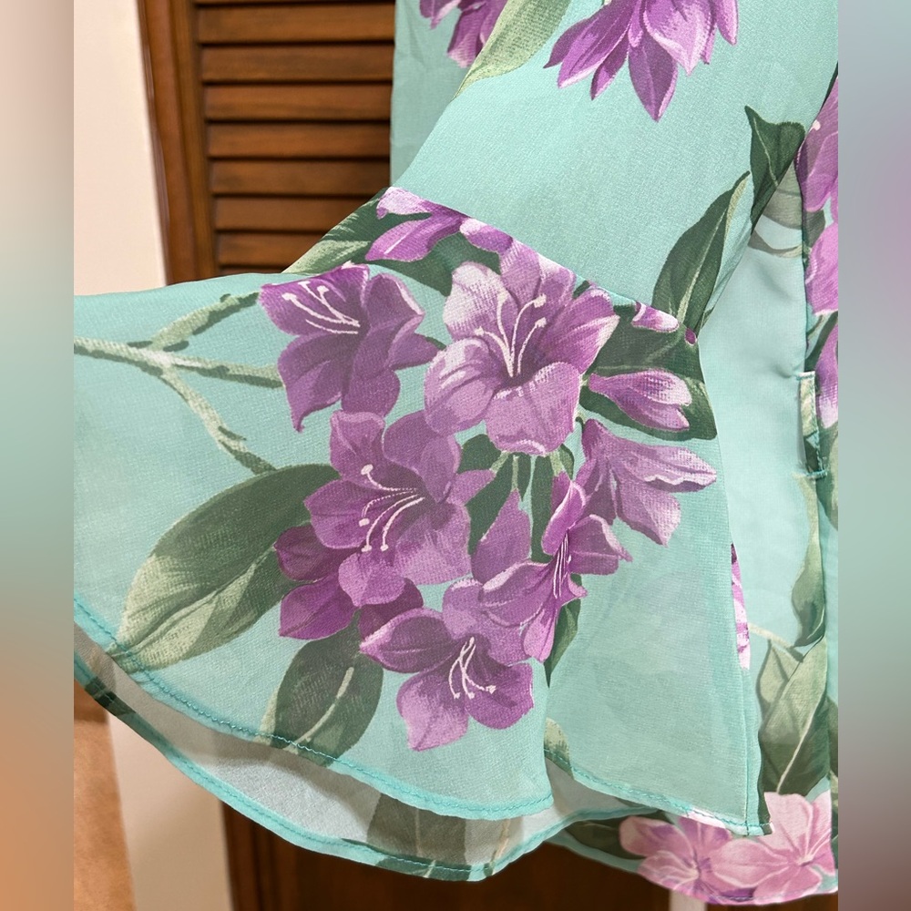 Sweet Pea by Stacy Frati Floral Blouse Summer Kimono Size M - Picture 3 of 7